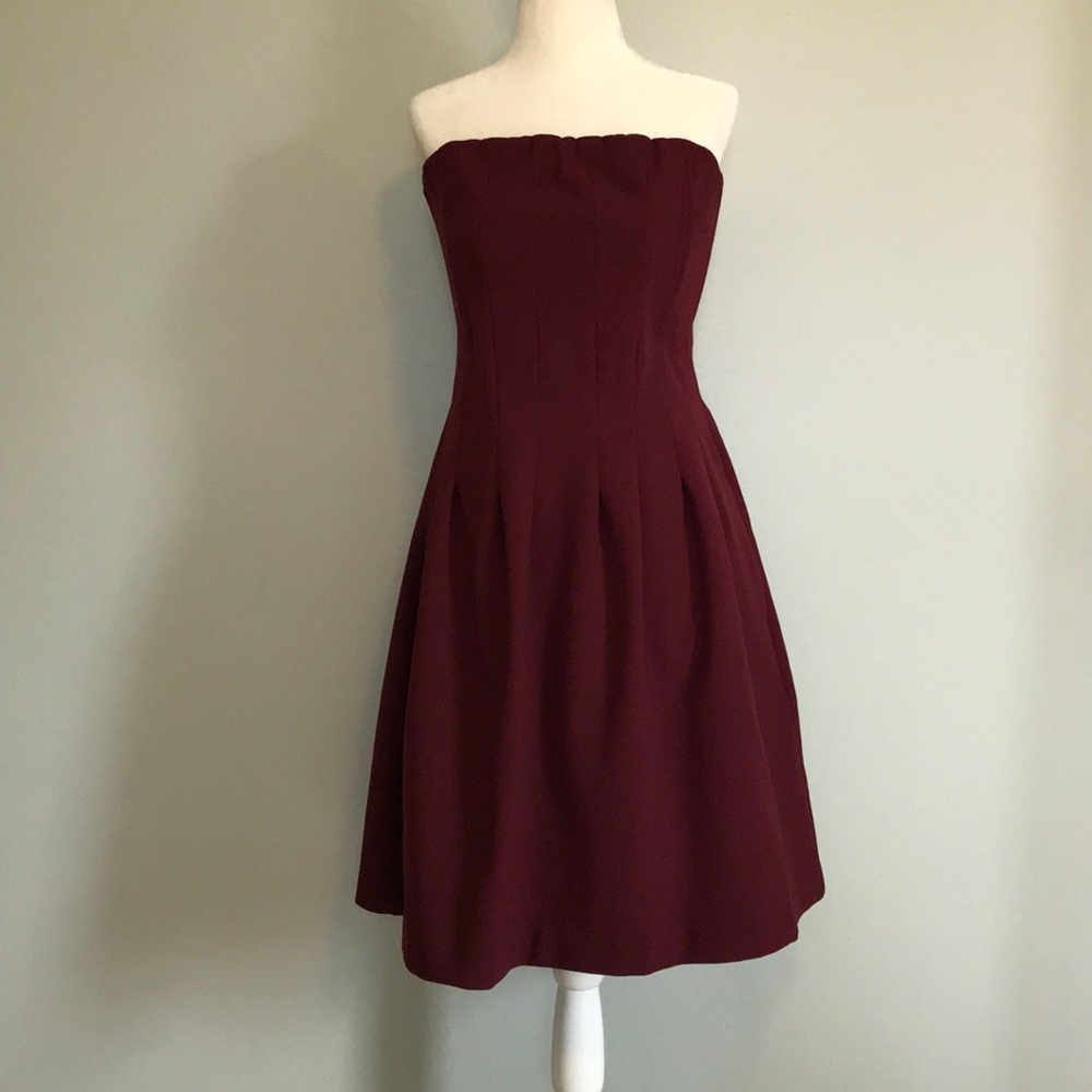 Burgundy Strapless Cocktail Dress
